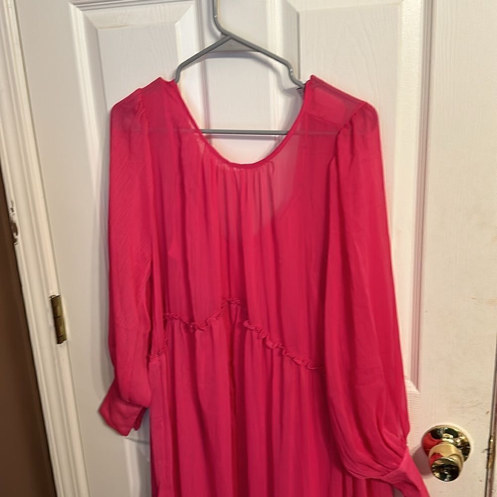 TopShop Premium TieredBrightPinkThrowOnMaxi DressNWOT XSmall. - Picture 2 of 12
